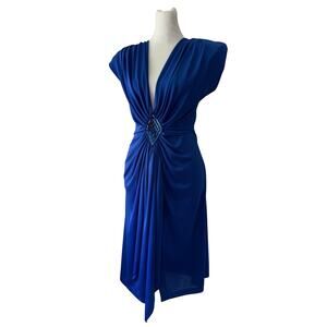 Vintage ‘90s Climax Karen Okada for David Howard Royal Blue Ruched Waist Dress